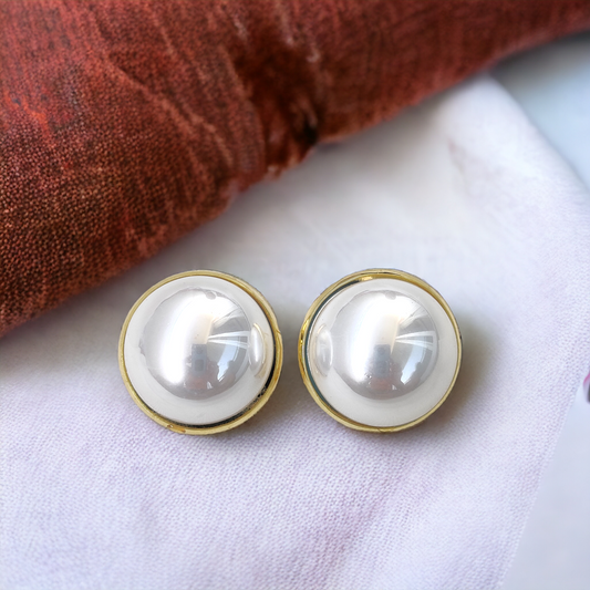 Anti Tarnish Half Pearl Studs