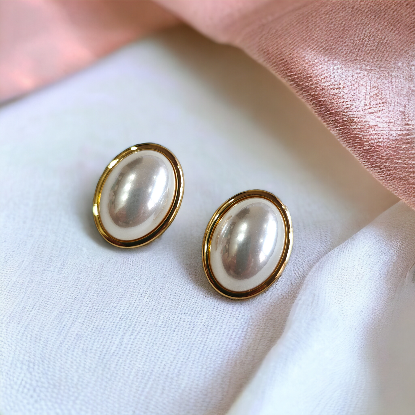 Pearl Studded Anti Tarnish Oval Studs