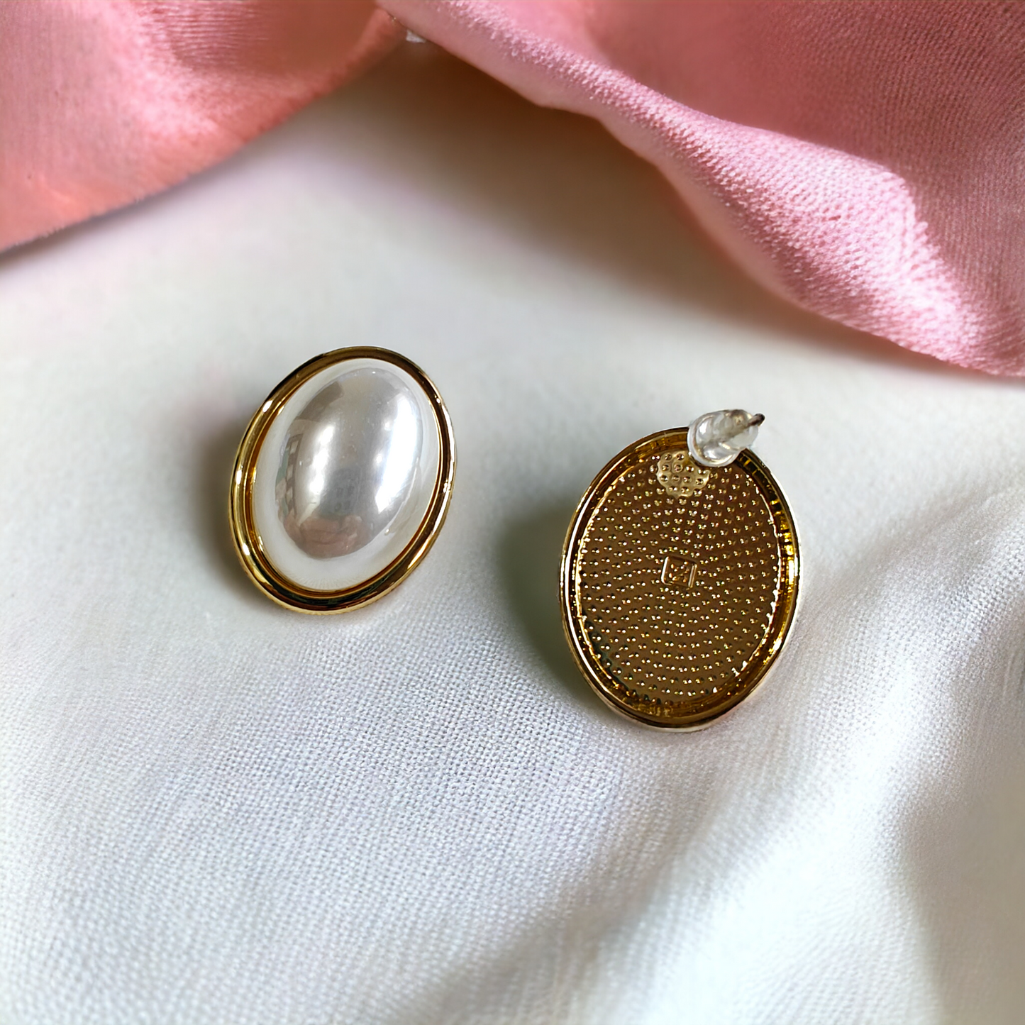 Pearl Studded Anti Tarnish Oval Studs