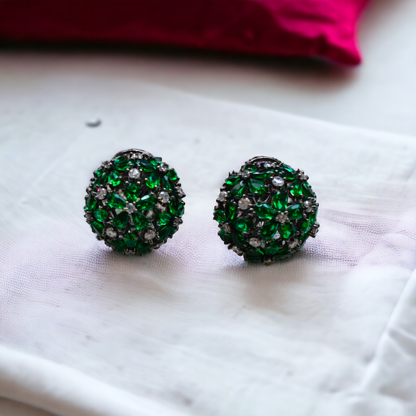 Emerald Studded Victorian Studs