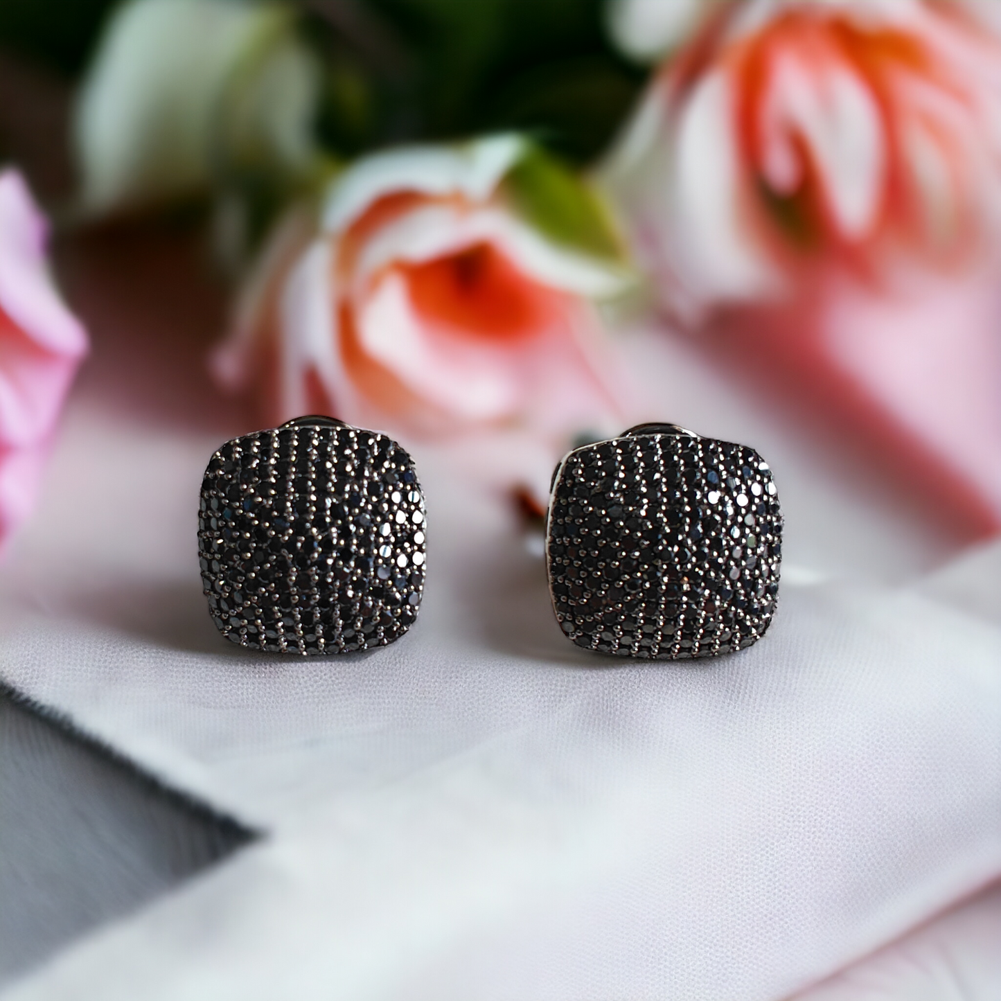 Square Crystal Studded Earrings