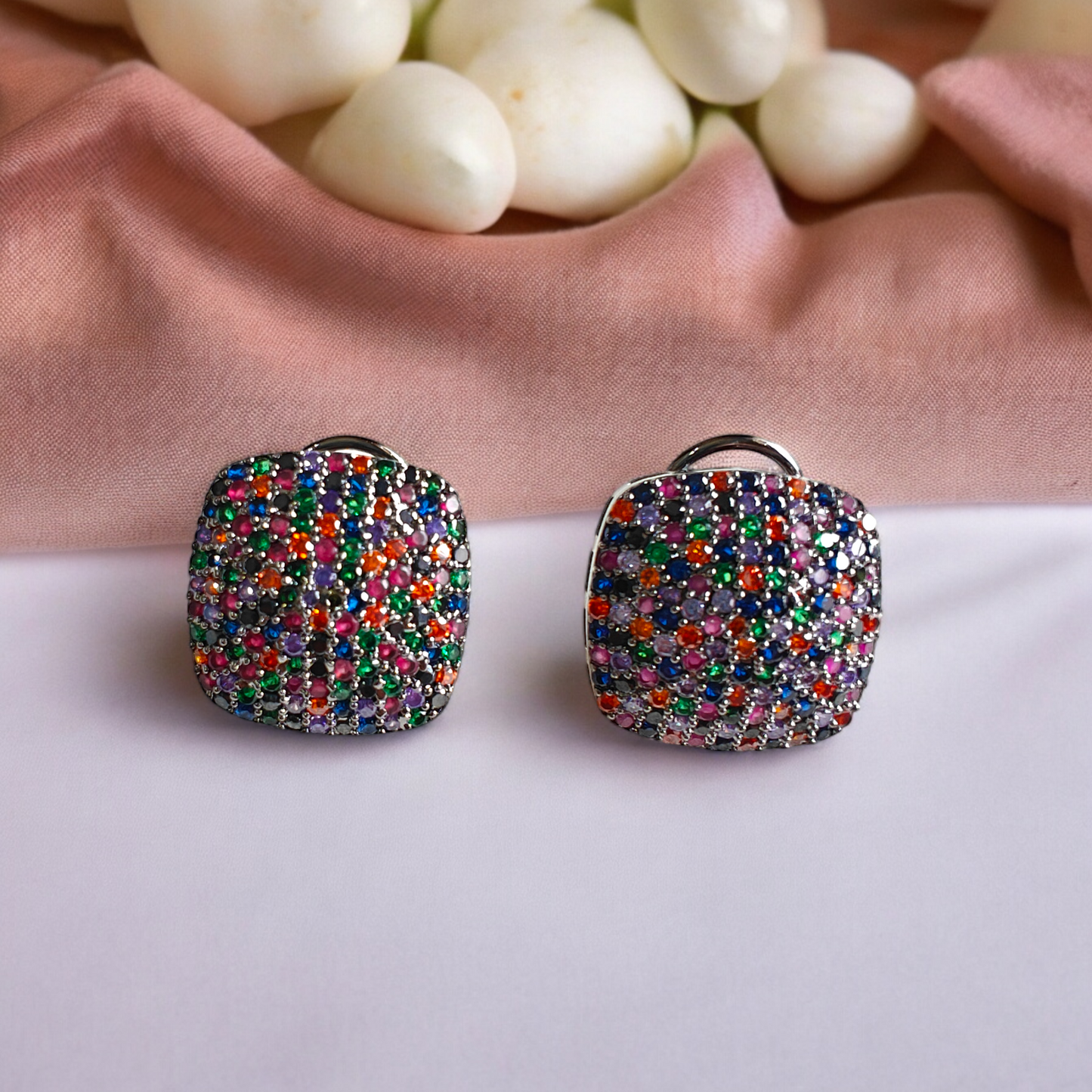 Square Crystal Studded Earrings