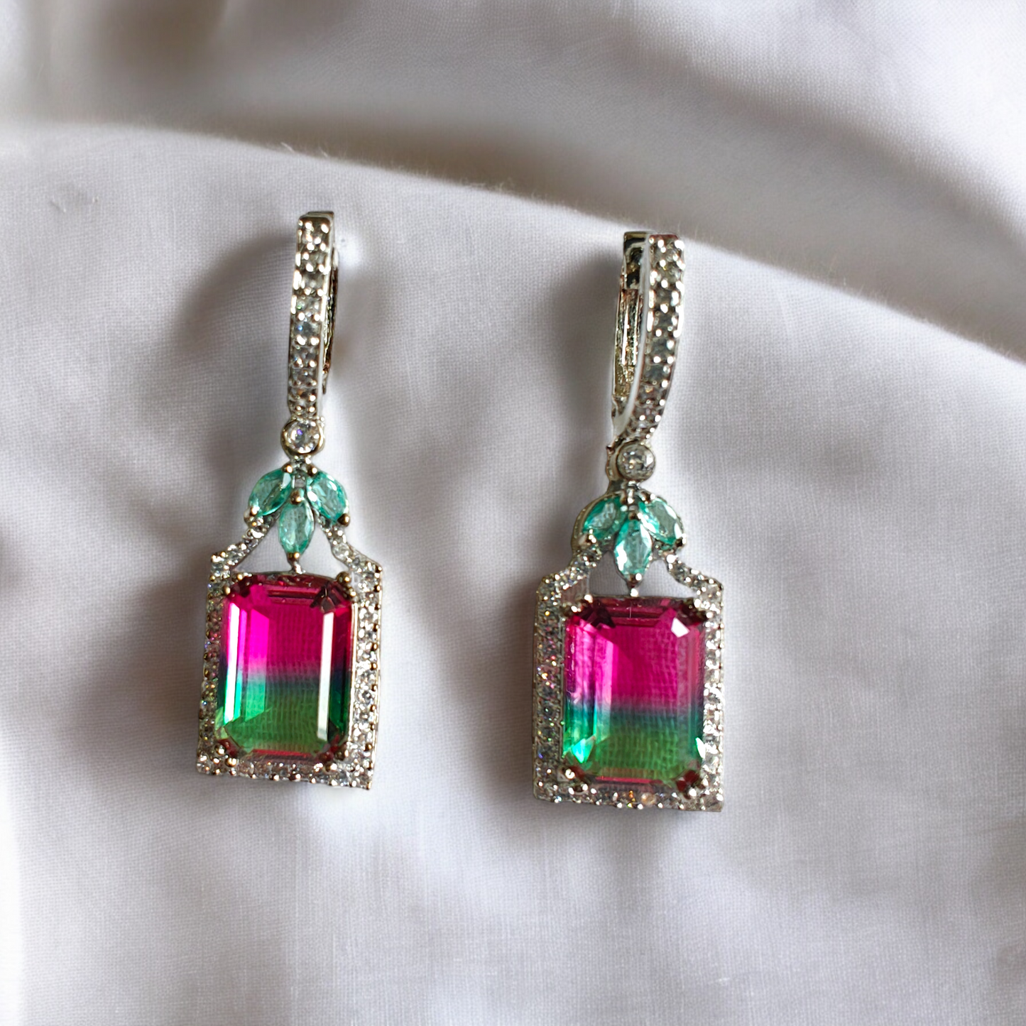Dual Shade Crystal Drop Danglers