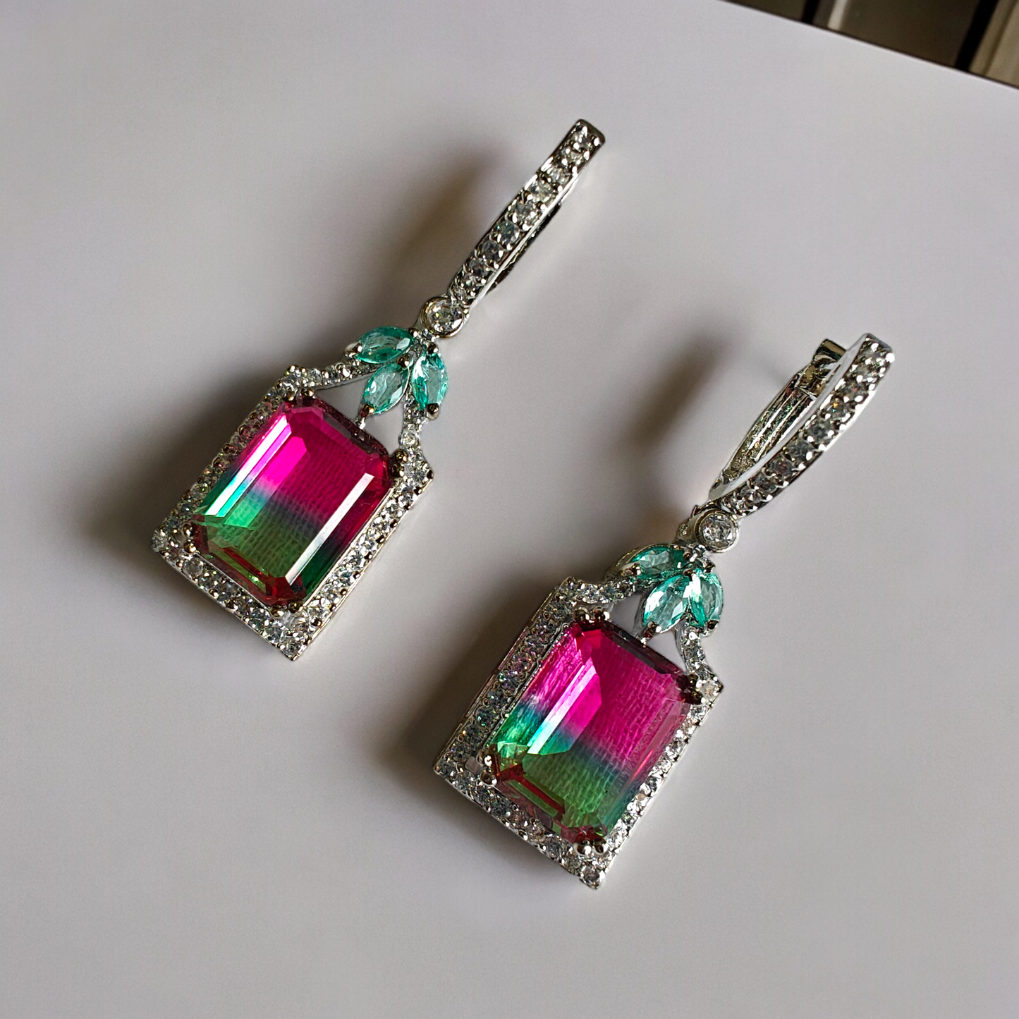 Dual Shade Crystal Drop Danglers