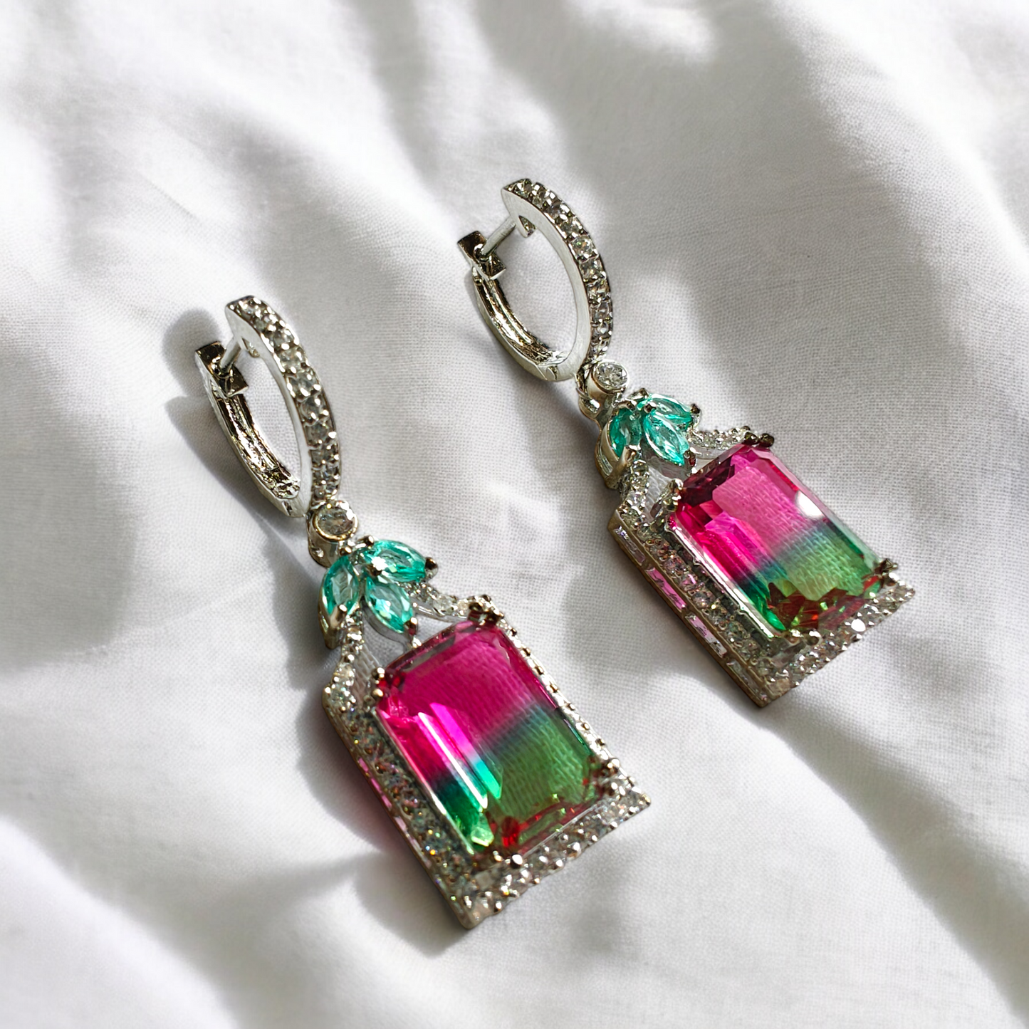 Dual Shade Crystal Drop Danglers