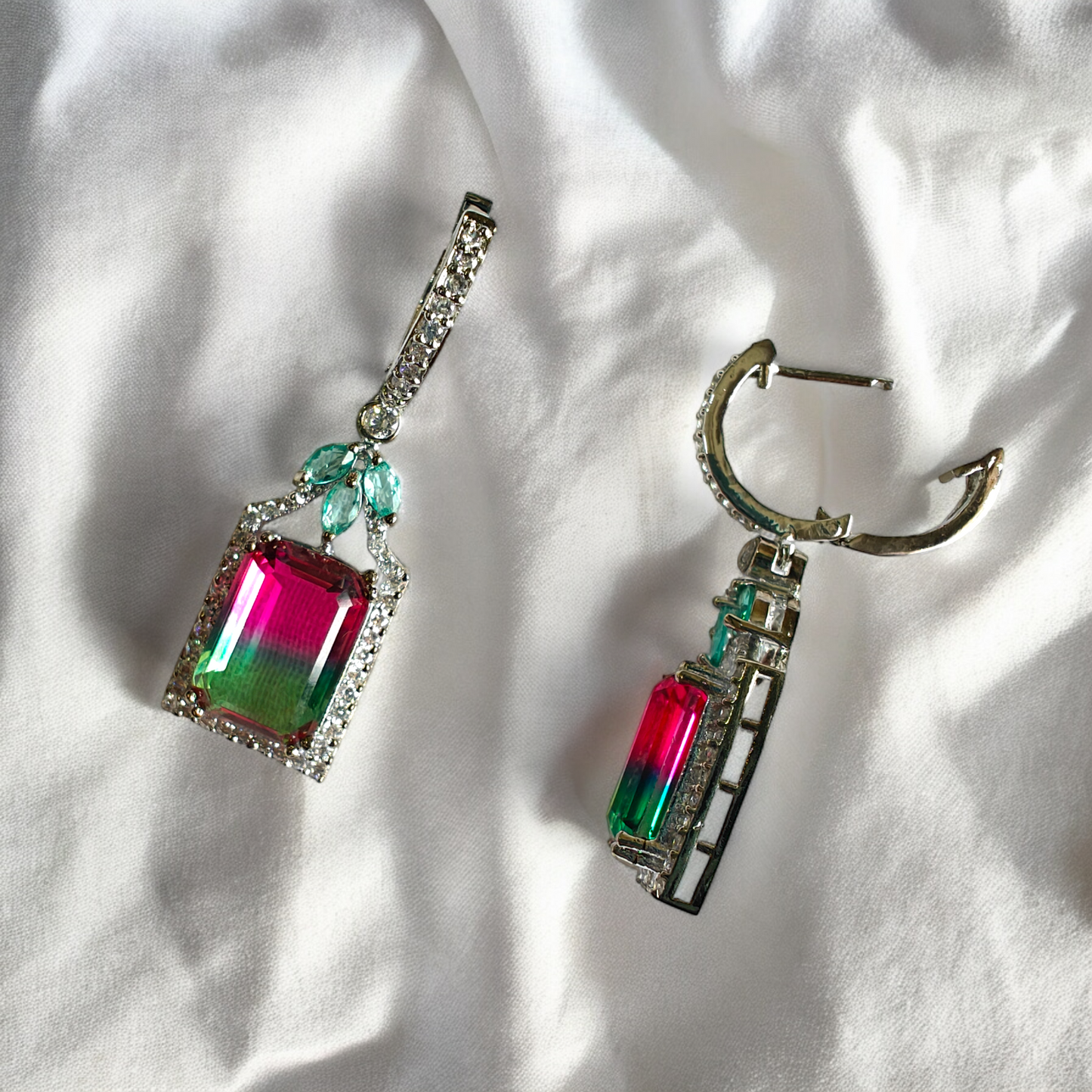 Dual Shade Crystal Drop Danglers