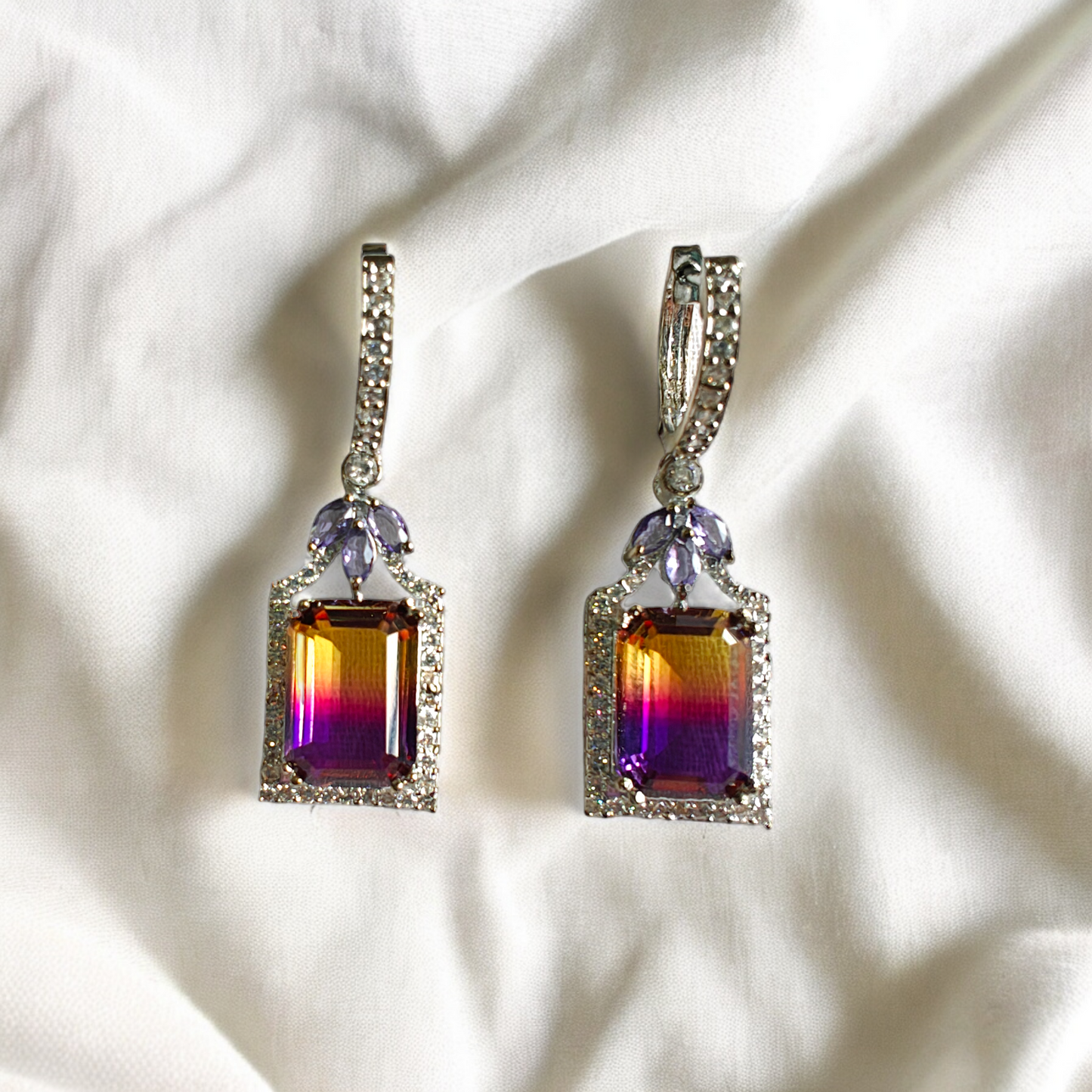 Dual Shade Crystal Drop Danglers