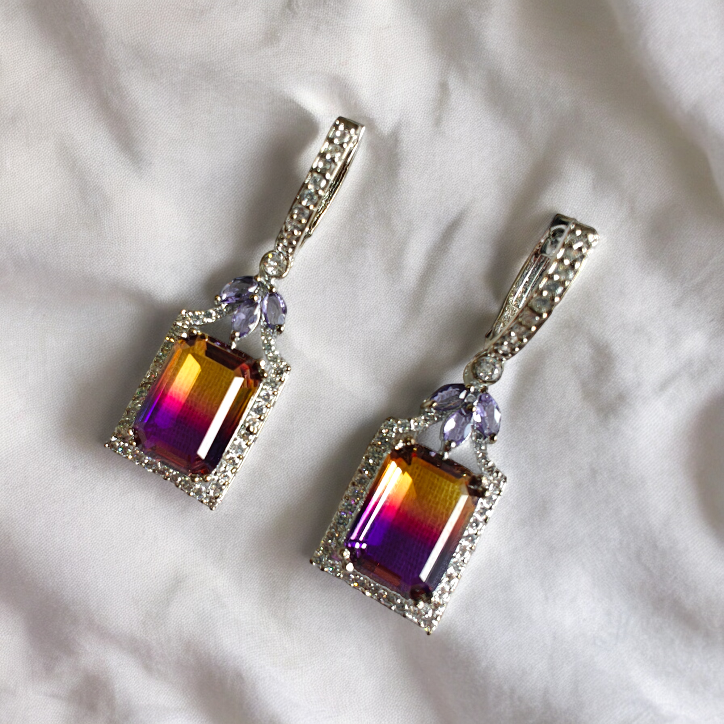 Dual Shade Crystal Drop Danglers