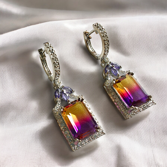 Dual Shade Crystal Drop Danglers