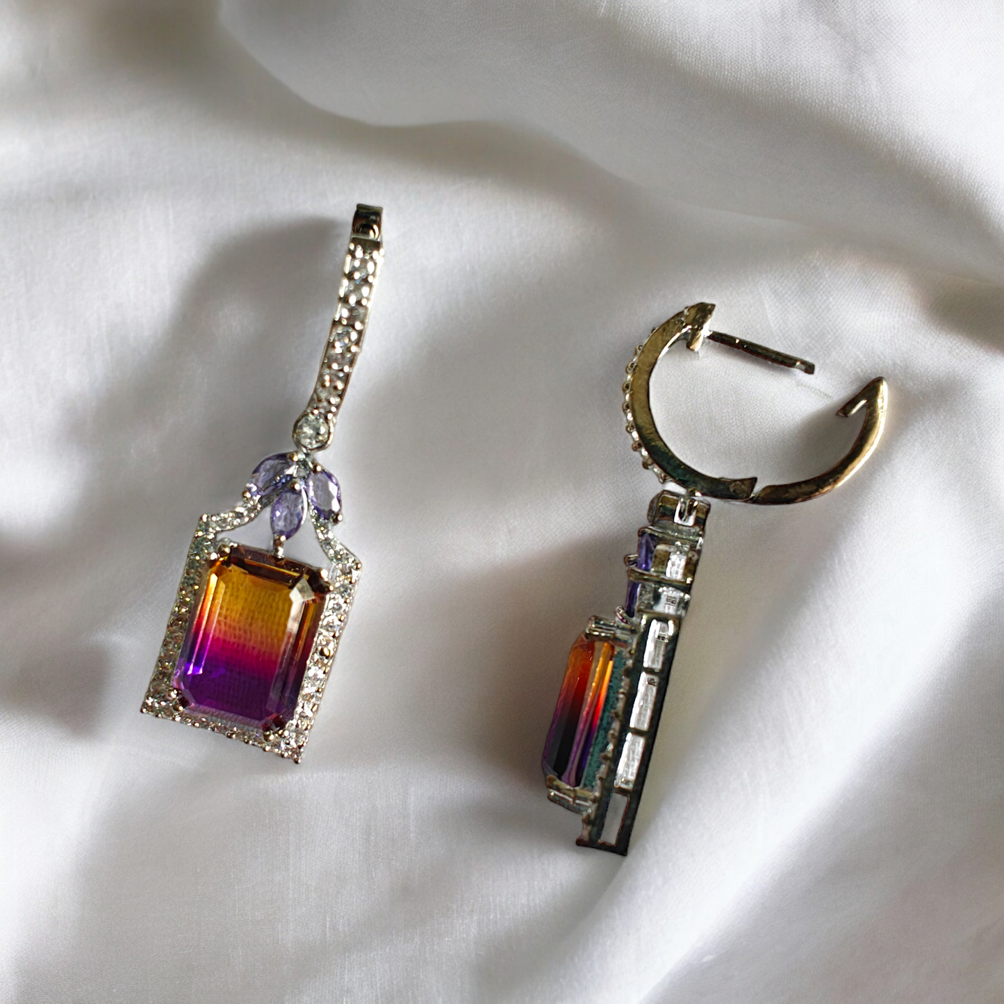 Dual Shade Crystal Drop Danglers