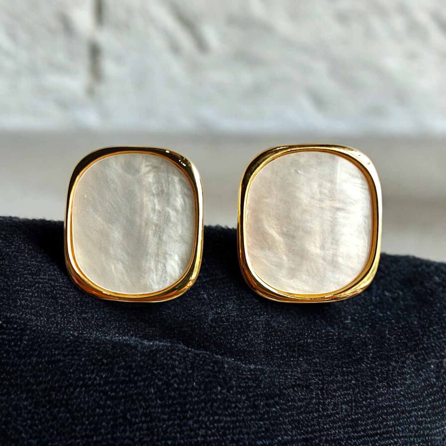 18K Gold Plated Anti Tarnish MOP Square Studs