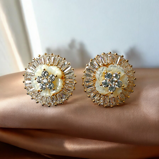 Rose Gold Mop Studded Studs