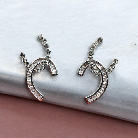 Studded C Drop Earrings