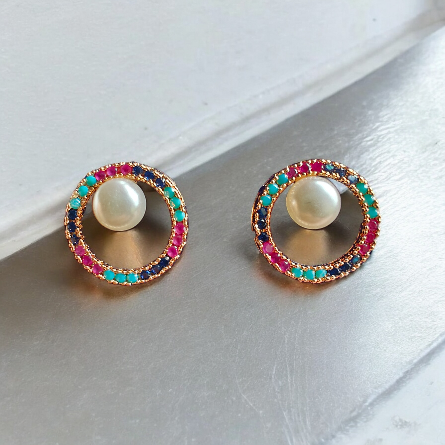 Multi-coloured Ring Studs