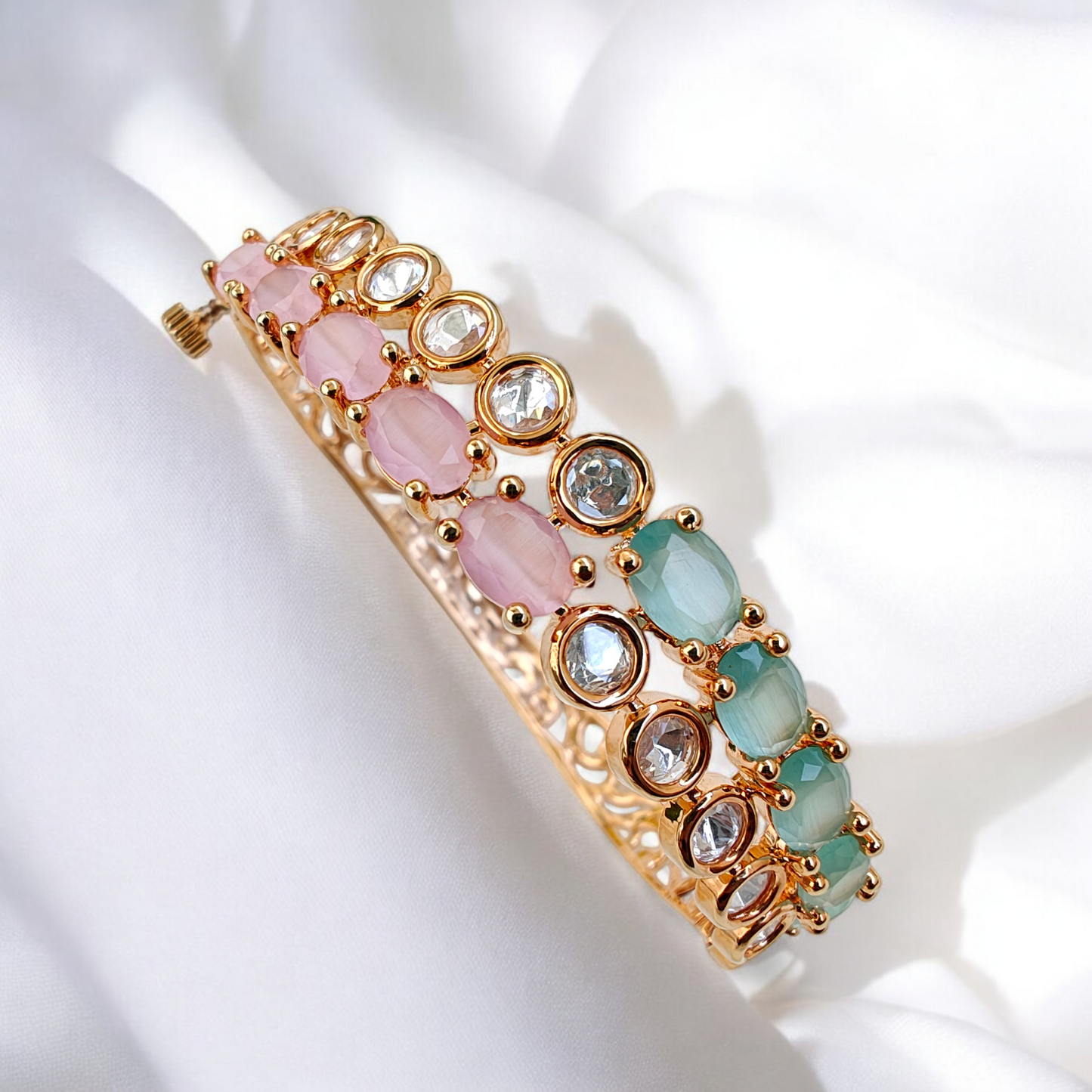 Pastel Hues Studded Openable  Bracelet