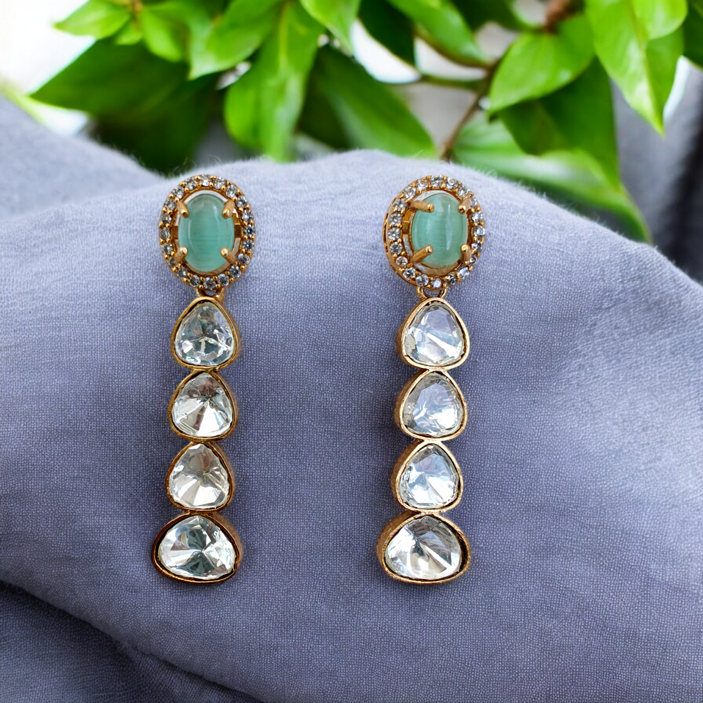 Gorgeous Emerald Pendant Set Fussed with Semiprecious Stones