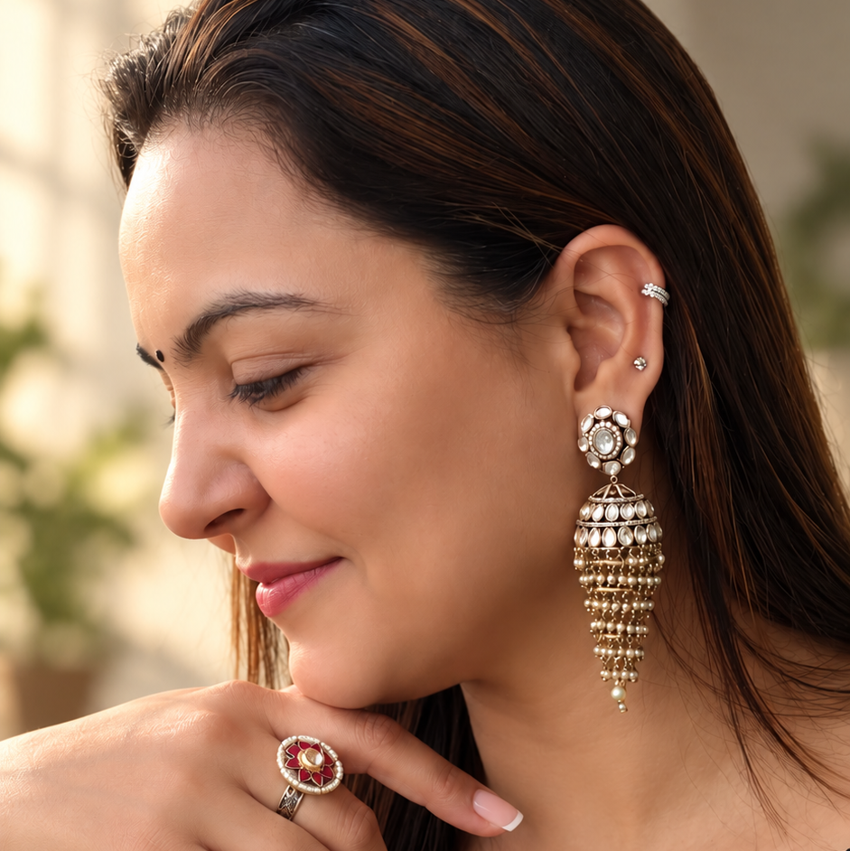Layered Polki Jhumka