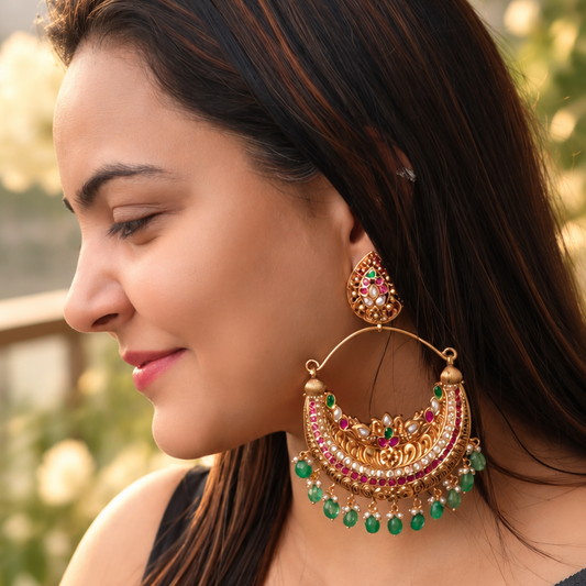 Jadau Antique Gold Chaandbali