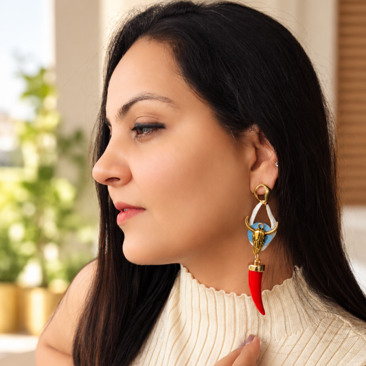 Horn Drop Designer Dangler Earrings