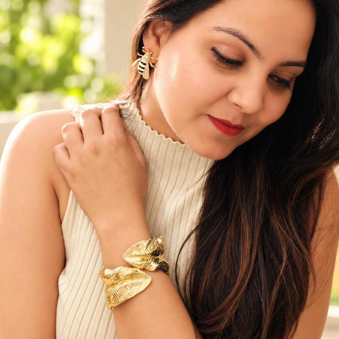 Leaf Patterned Cuff Bracelet