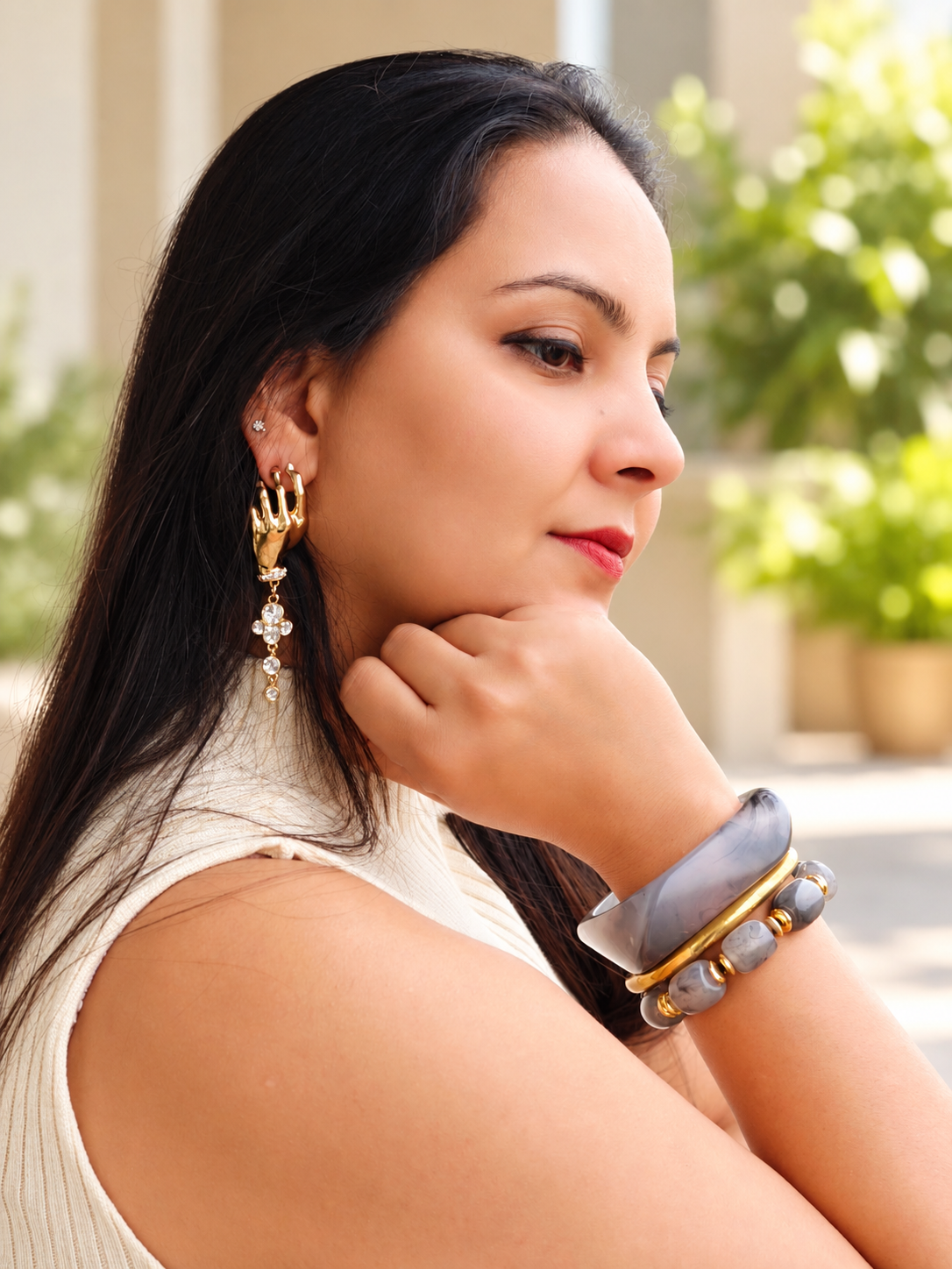 Golden Hand Earrings