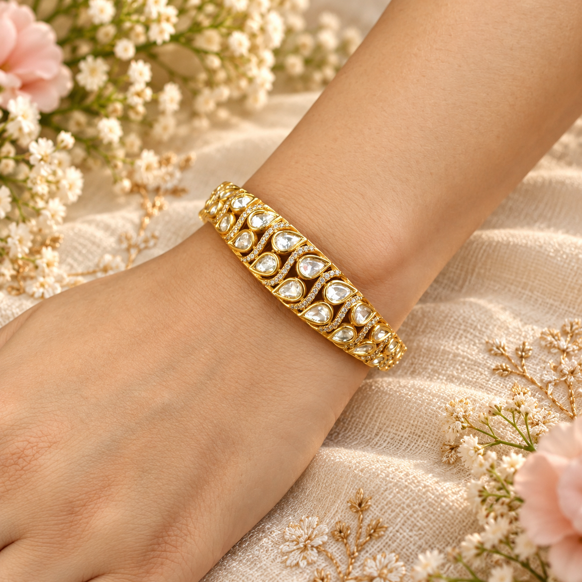 Royal Polki Antique Gold Bracelet
