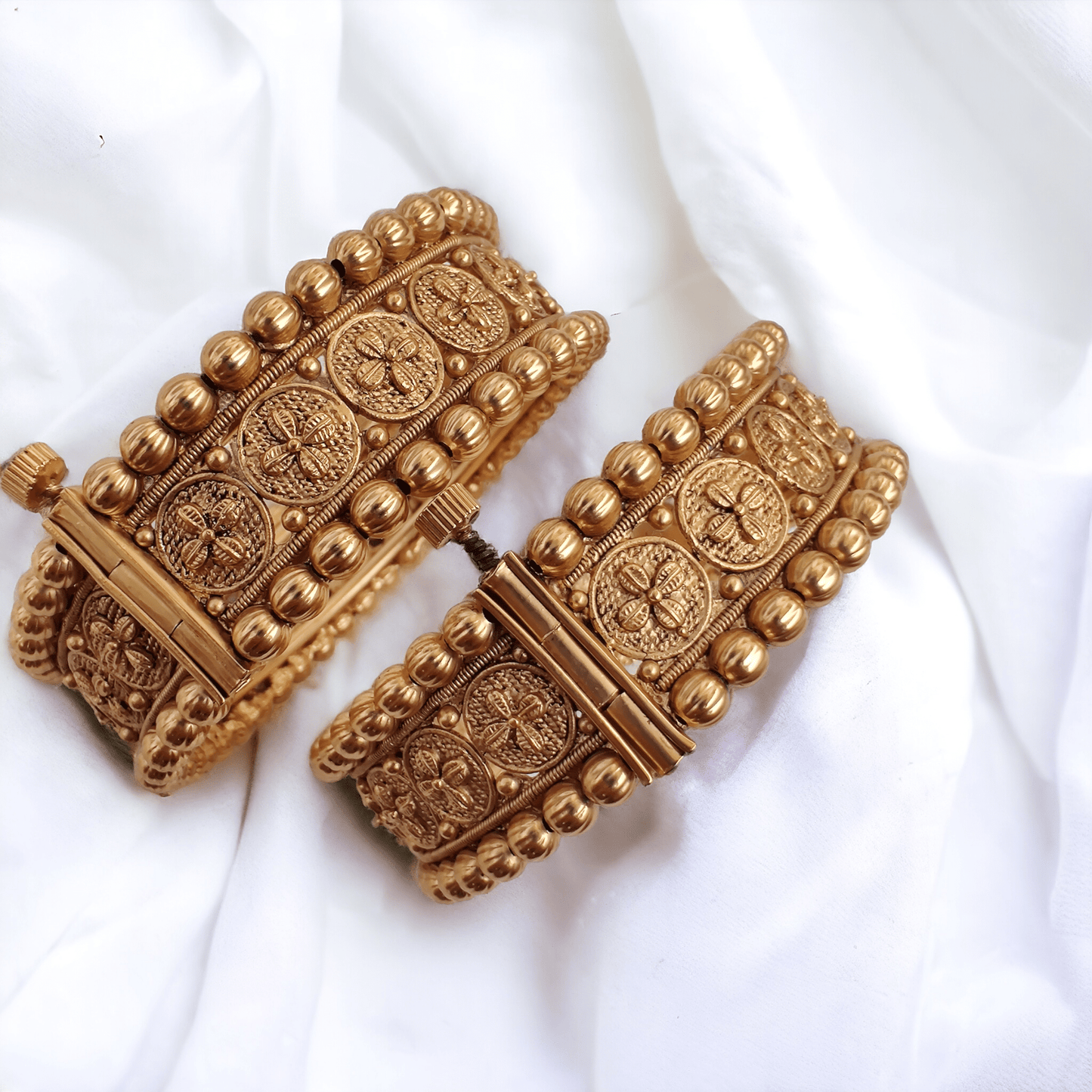 antique finish temple bangles (pair)