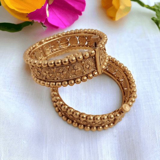 antique finish temple bangles (pair)