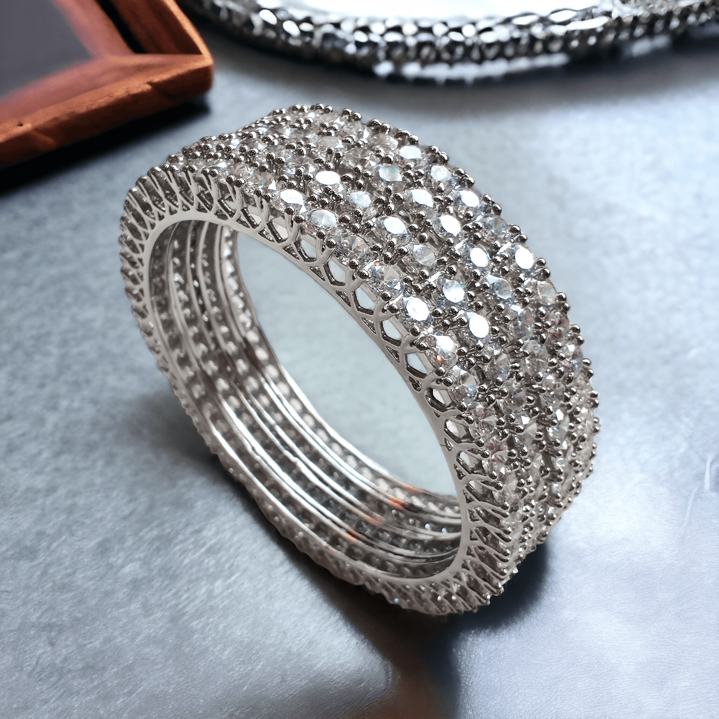 diamond look alike studded bangles (set of 4)