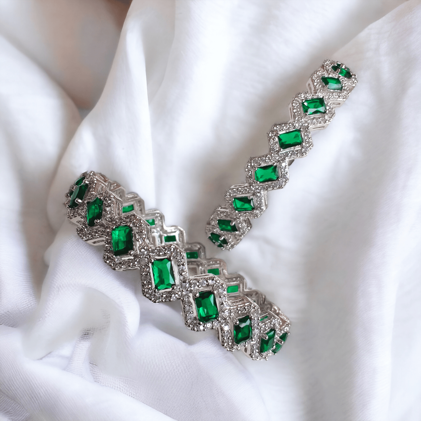 emerald and diamond studded lookalike bangles