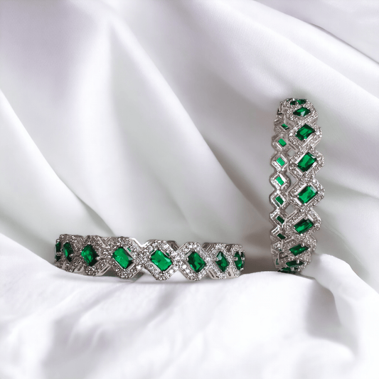 emerald and diamond studded lookalike bangles